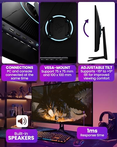 Image of Arozzi Gaming Monitor Nova 32 inch IPS 180Hz - Computer Monitor QHD 1440p - Adaptive Sync, HDR10 & Flicker Free Display - 100% sRGB Color Accuracy - PC & Console Ready - Black