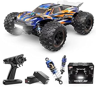 HYPER GO H16DR 1:16 Scale Ready to Run 4X4 Fast Remote Control Car, High Speed Jump RC Monster Truck, Off Road RC Cars, 4WD All Terrain RTR RC Truck with 2 LiPo Batteries for Boys and Adults