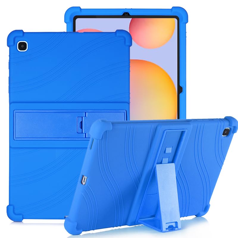 Coque Samsung Galaxy Tab S6 Lite en silicone bleu avec support