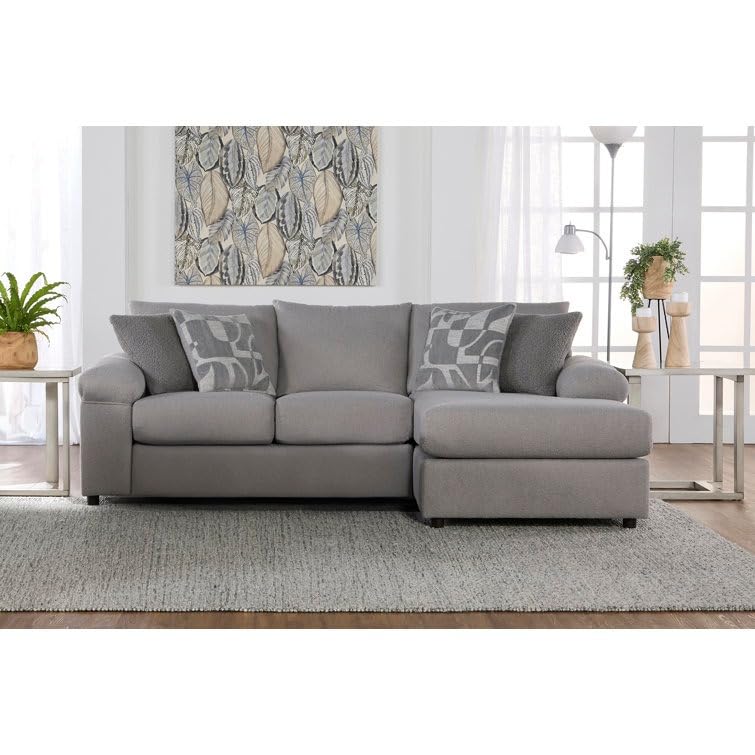 Cozyheaven Corydon 3 Seater Fabric L Shaped Sectional Sofa Set for Living Room (Light Grey)