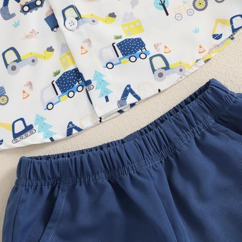 Image of CIYCUIT Toddler Baby Boys Shorts Set Short Sleeve Button Down Shirt + Shorts Pants 2 Pieces Summer Print Clothes Outfits