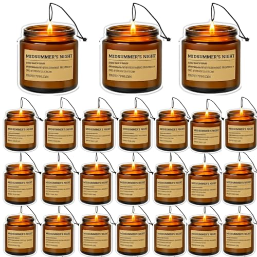 Heigble 24 Pcs Cedar Candle Air Fresheners, Medsummer's Night Hanging Paper Candle Air Fresheners Long Lasting Scent for Home or Car