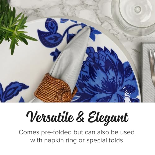 image for SimuLinen Silver Linen Feel Disposable Dinner Napkins - Cloth-Like Kos