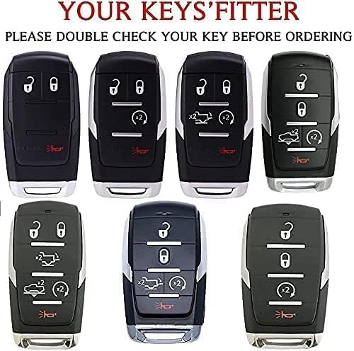 Miniatura 2 de Tsisun Funda inteligente para llavero con llavero de cuero compatible con RAM 2019-2023 3456 botón protector de accesorios interiores (plateado)