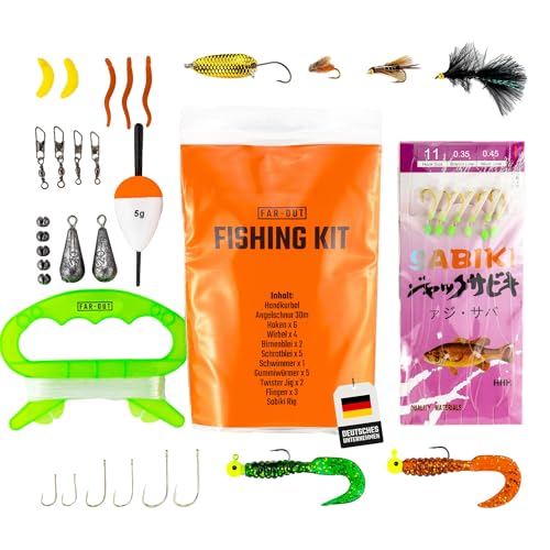FAR-OUT Kit de pêche de survie – Mini kit de pêche bushcraft d'extérieur – Kit de pêche de survie compact