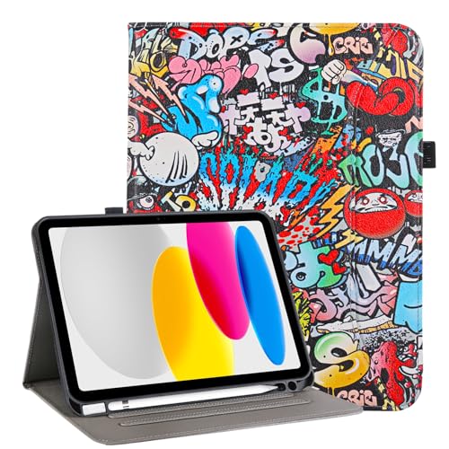 Vakarey per iPad A16 Cover 11 Pollici 2025,Cover per iPad 10 Generazione/11 Generazione Custodia con Portapenne,Graffiti