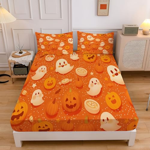 Drap housse Halloween orange pour transformer votre chambre d'invités - 2
