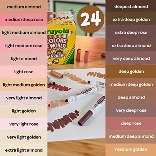 Image of Crayola Colors of the World Markers - 6 Pack (24ct), Bulk Skin Tone Marker Set for Kids, Art Marker, Classroom Must Have, Ages 3+