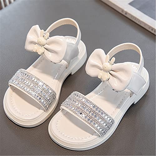 Kids Girls Rhinestone Sandals Little Kid Summer Rabbit Bow Open Toe Sandals Cute Princess Sandals (White, 13.5 Little Child)2