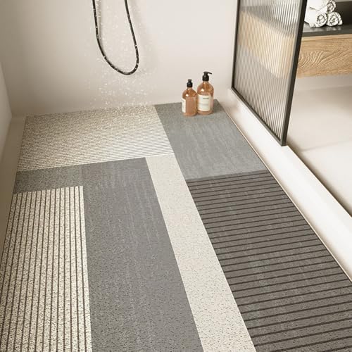 Alfombrilla de ducha antideslizante grande – Alfombrilla de baño suave de secado rápido con orificio de drenaje, antimoho, lavable, textura de lufa para un pie cómodo, accesorio ideal para el baño