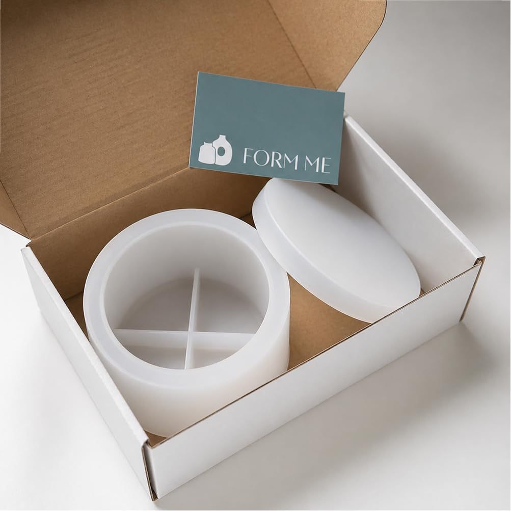 Silicone Candle Jar Mold with Lid, Round Container Mold for Resin, Wax, Plaster & Concrete, DIY Candle Holder & Storage Box – Form Me