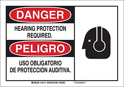 Panneau protection auditive requise Brady 125112 bilingue de 25,4 x 35,6 cm