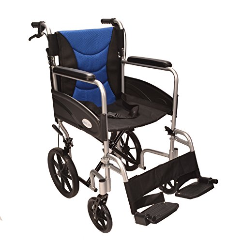 Ultra Lightweight aluminium folding transit wheelchair with attendant brakes ECTR07