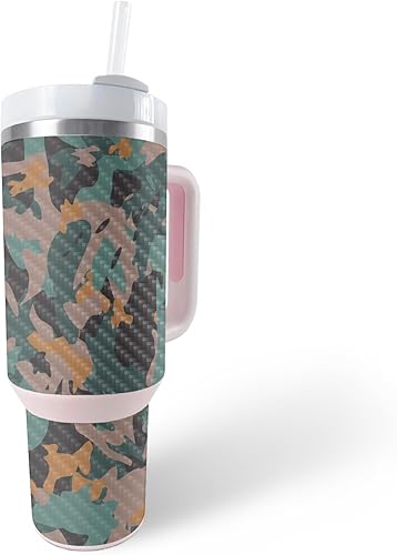 Miniatura 8 de MightySkins - Funda de fibra de carbono compatible con vaso Stanley The Quencher H2.0 FlowState de 40 onzas, escamas de sirena, acabado de fibra de