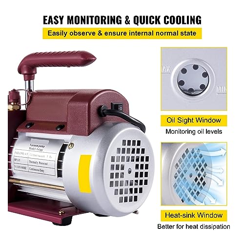 Bomba de Vacío 4.5CFM HVAC Monoeetapa De Paleta 1/3HP 5PA Para Servicio de Aire Acondicionado miniatura 3