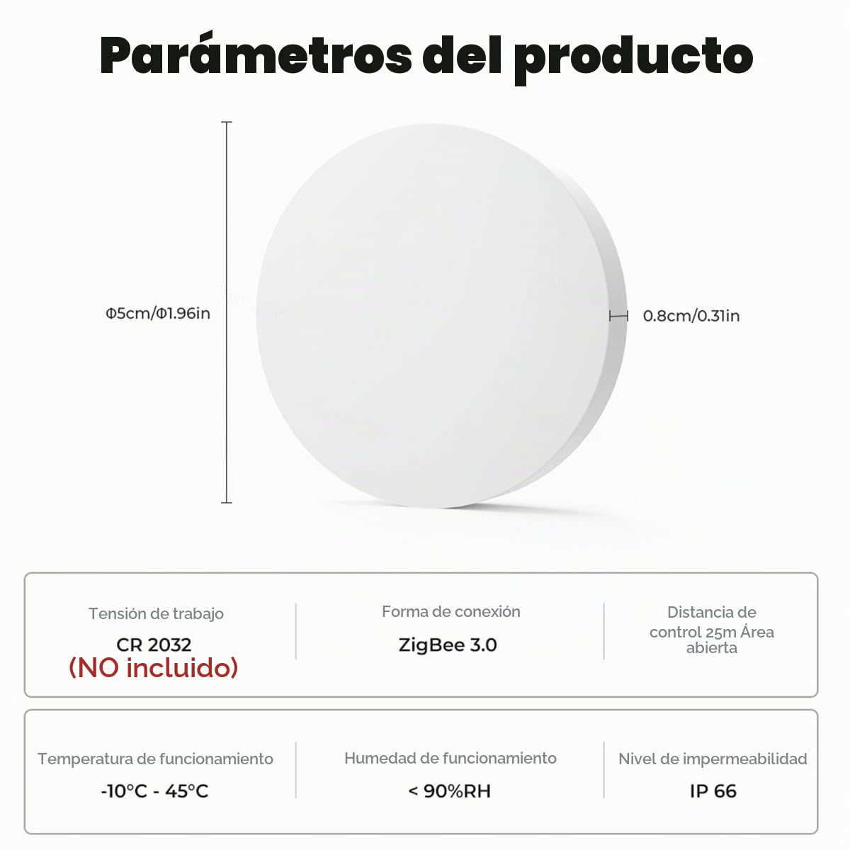 Interruptor inalámbrico Zigbee Control de 3 vías Interruptor mini con botón Zigbee para dispositivos domésticos inteligentes, compatible con la aplicación Tuya, paquete de 2