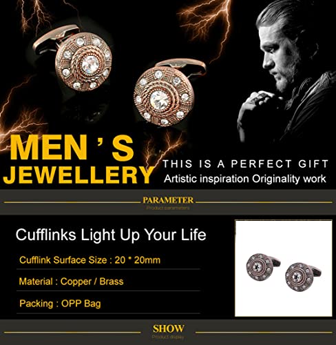 Mancuernillas para hombre estilo cobre antiguo grandes miniatura 5