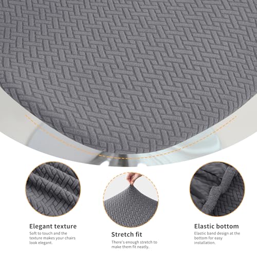 Image of Gollense Bar Stool Covers with Backs, Set of 4 Stretch Jacquard Barstool Seat Covers, Washable Swivel Pub Counter Height Chair Slipcover Protector for Home Kitchen Cafe (T-Shaped Jacquard-Dark Grey)