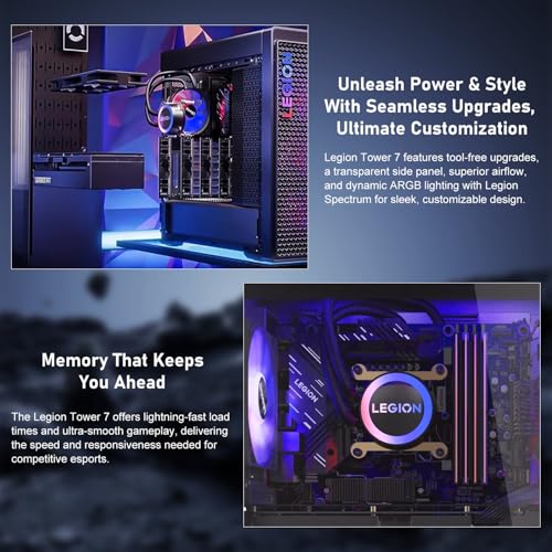 Image of Lenovo Legion T7 Gen 10 Gaming Tower Desktop, Intel Core Ultra 9 285K, GeForce RTX 5080, 32GB DDR5 UDIMM, 2TB PCIe M.2 SSD, DP Port, Wi-Fi 6, Windows 11 Home, Black