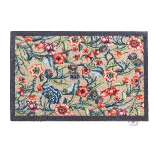 HUG RUG Washable Dirt Trapper Door Mat Kitchen Hallway Doorway Made in the UK Garden Multi Floral 50x75cm