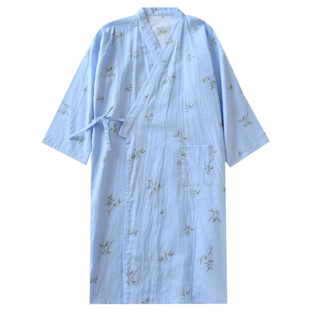 Thefancypumpkin Men's Color180 Fancy Pumpkin Japanese Kimono Robe Long Yukata Pajamas-Size L-Lattice