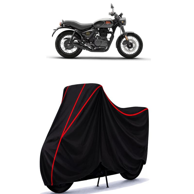 Image of Hunter 350 Metro Rebel Water Resistant Bike Cover for All Motorcycles & Rain | Heavy Duty Taffeta Fabric | UV Protection, Dustproof, Scratchproof | All Weather Two Wheeler Cover with Elastic Bottom