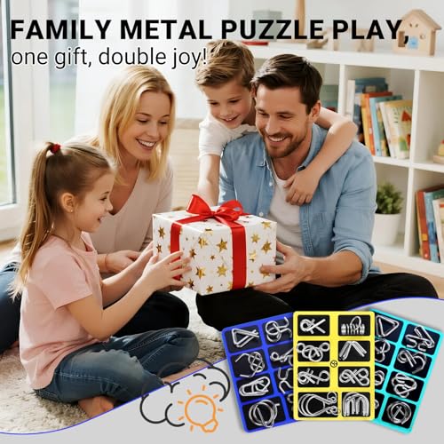 Gracelaza 8 pcs Metal Wire Puzzle Logic Brain Teaser Set - Metal Ring IQ Puzzles Difficult Games - Ideal Intelligence Toys Gifts for Kids and Adults
