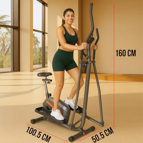 Image of Kobo Elliptical Cross Trainer for Home with 6 Kg Flywheel | Full Body Cardio Workout Machine | Adjustable Resistance | LCD Display | Max User Weight 130 Kg