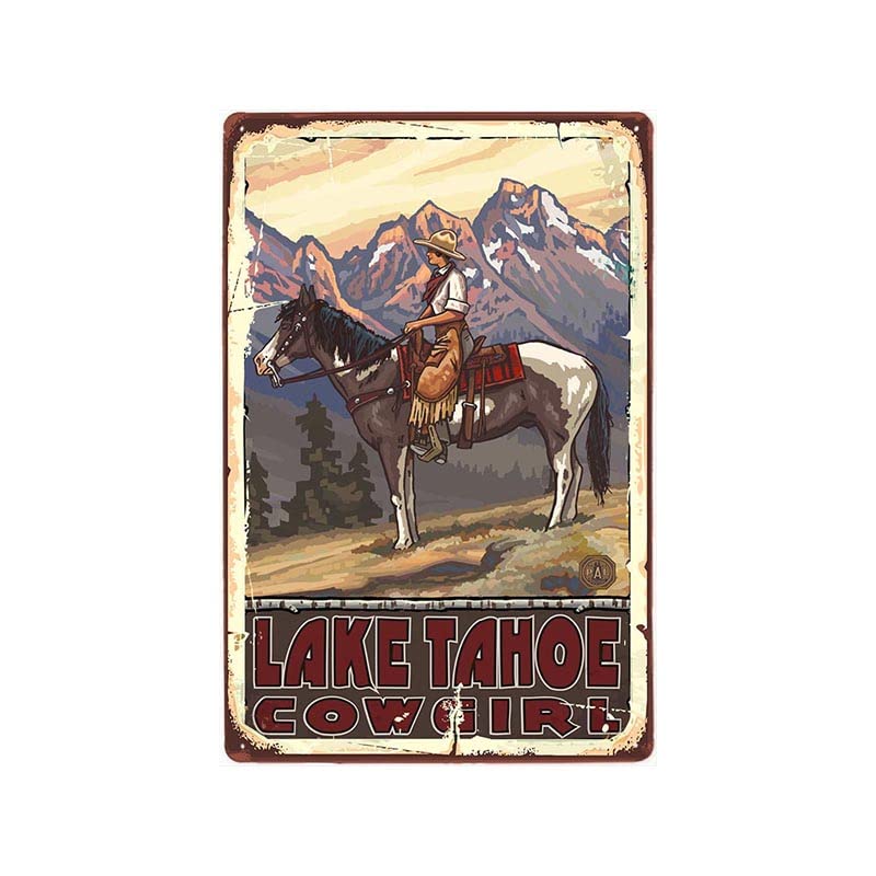 ABCDEFG Western Cowboy Retro Targa in metallo