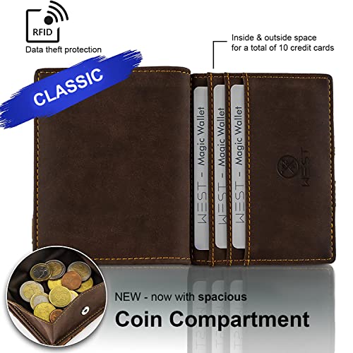 West - Magic Wallet with Coin Pouch + Gift Packaging - RFID Wallet for Men Compact & Small Magic Money Wallet - Extra Strong Money Bands, Magic Wallets for Men4