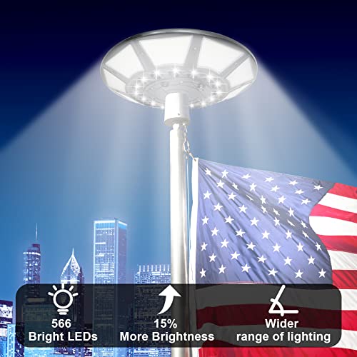 New 566 Led Solar Flag Pole Light With Dc Charge Port,5500 Lumens,10000Mah Battery,High-Capacity Chip For Long 20 Hours,Auto On/Off,Ip67 Waterproof,100% Flag Coverage For Most 15 To 25 Ft Flag Poles #TOP6