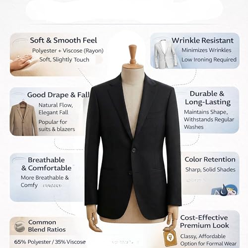 Image of Men's Formal Casual Blazer Slim Fit | Stretchable Fabric | Lightweight Structured Office Wear Coat for Meetings, Interview, Party & Daily Use