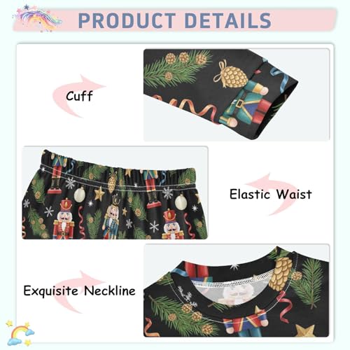 Pajama Sets Long Sleeve Christmas Nutcracker Pattern Soft Comfy Sleepwear 2 Piece PJS 3-8T4