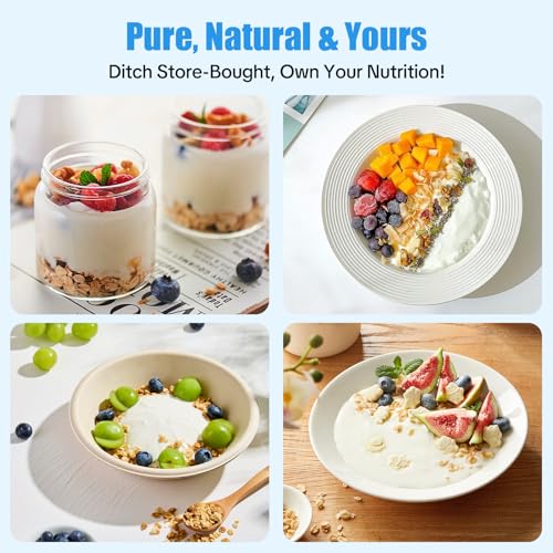 Image of Yogurt Maker, 1.7QT Greek Yogurt Machine With Adjust Temp & Timer | 1.6L Automatic Natto Maker With Stainless Steel Bowl, BPA Free, Digital Rice Wine Curd Maker for Home Kitchen