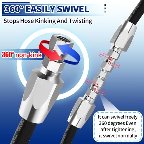 Image of Hydraulic Hose Repair Kit, 14 inch ID Reusable hydraulic Hose Fittings 2 Pack | Fits #4 Hydraulic Hose; Heavy Duty Zinc-Plated Steel; Up to 4000 PS; Leak-Free Field Repair Kit for R2 R16 R17 R19 Hoses