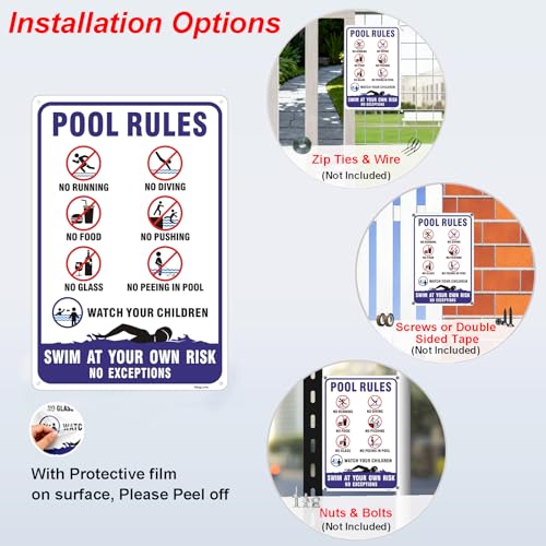 2 Pack Carteles Normas Piscina 12x8 Pulgadas miniatura 3