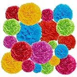 EpiqueOne 20-Piece Tissue Paper Pom Poms Party Kit - Add a Splash of Rainbow Colors to Your Celebrat