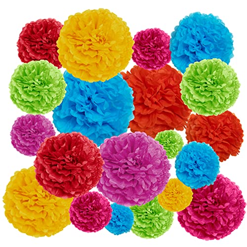 Epiqueone 20-Piece Tissue Paper Pom Poms Party Kit - Add A Splash Of Rainbow Colors To Your Celebrations! Perfect For Birthday, Bridal Shower, Baby Shower, Wedding, Anniversary & Graduation #TOP9