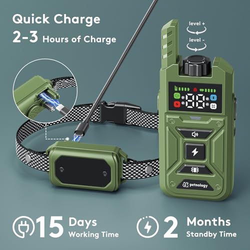Image of Wireless Dog Fence & Training Collar - Waterproof Electric Fence System with Remote, Pet Containment, Adjustable Range 33-1000ft, Safe Shock /Vibration /Beep Modes (Green)