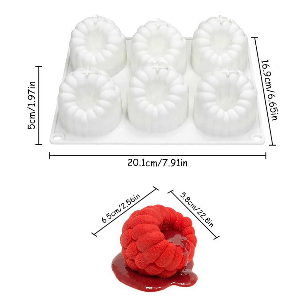 Molde de silicona de grado alimenticio para hornear frambuesas y mousse de 6 agujeros para hornear frambuesas 3D, pudín, pasteles, postre, chocolate, herramientas de decoración de pasteles de frutas