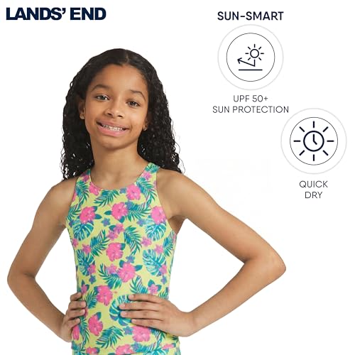 Image of Lands' End Girls' UPF 50+ Swim Bikini Bottom and Racerback Tankini Set