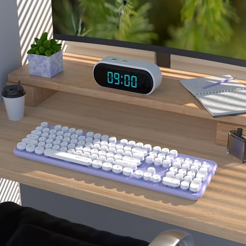 UBOTIE Colorful Wireless Bluetooth Keyboard, Dual Mode (Purple-White) by UBOTIE - Used condition - Image 2