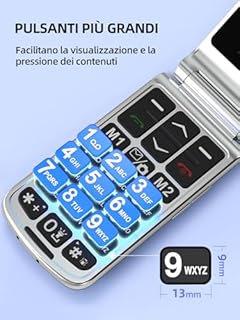 SweetLink Telefono Cellulare per Anziani con Tasti Grandi, GSM Flip Telefoni Cellulari per Anziani, Volume Alto, Funzione SOS, 2.4" Display, Contatti con Immagini, Incompatibile con iliad, Nero