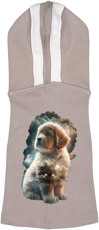Cool Art Dog Shirt with Hoodie - Digital Art Dog Hoodie - Illustration Dog Clothing - Gray White, 2XL