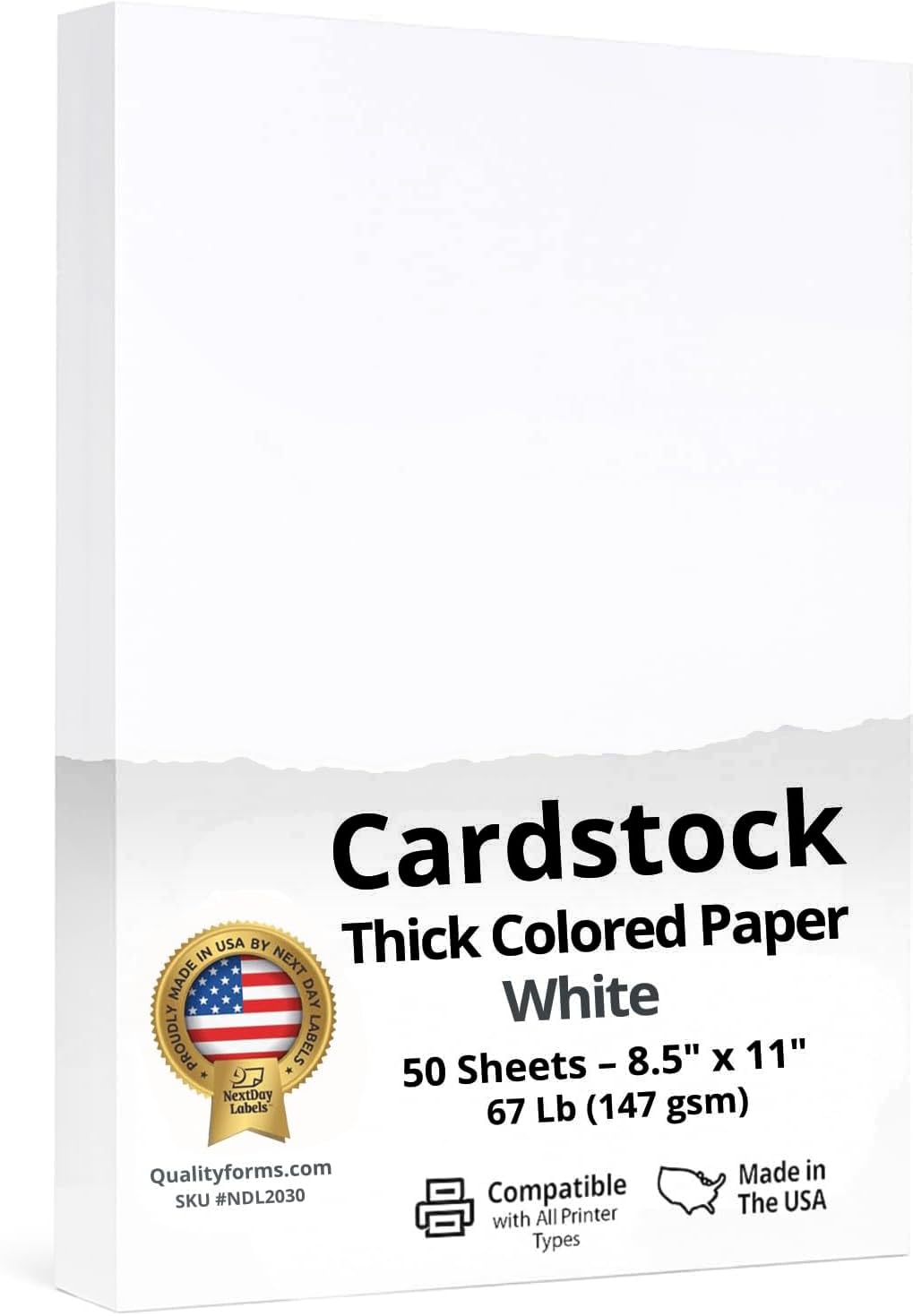 67/65 Pfund (176/190 g/m²) Deckkarton, 50 Blatt pro Packung, ideal zum Drucken, Schulprojekte, Flyer, Einladungen, Arts N Crafts, DIY-Projekte und vieles mehr, (21,6 x 27,9 cm, weiß)