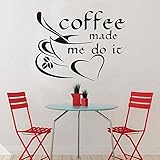 Pegatinas de pared Corte divertido El café me hizo hacerlo Calcomanías de pared Taza de café Decoración para el hogar impermeable DIY Adhesivo de vinilo Dormitorio Pegatinas de pared Cocina 44x35 cm