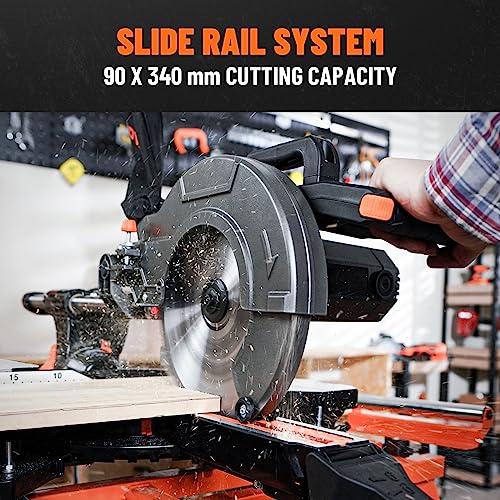 Dovaman DMS01A 10In Sliding Miter Saw, Multi-Use W/ 3 Blades, 15A Miter Saw, 4500/3200Rpm, Ambidextrous Use, 0-45° Bevel Laser Cut thumb #6