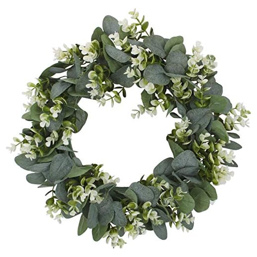 Hunpta @ Eukalyptus krans dörrkrans vår konstgjorda blommor väggkrans 33/40 cm girlang dekoration för ytterdörr vägg dörr hänga öppen spis fönster bröllop alla hjärtans dag dekoration