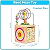Cubo de Actividad de Madera 6 en 1 clasificador de Forma de Madera Multifuncional Educativo Cuentas Laberinto, Reloj Abacus, Rompecabezas de Aprendizaje temprano, Juguete de Regalo para niños y niñas #2