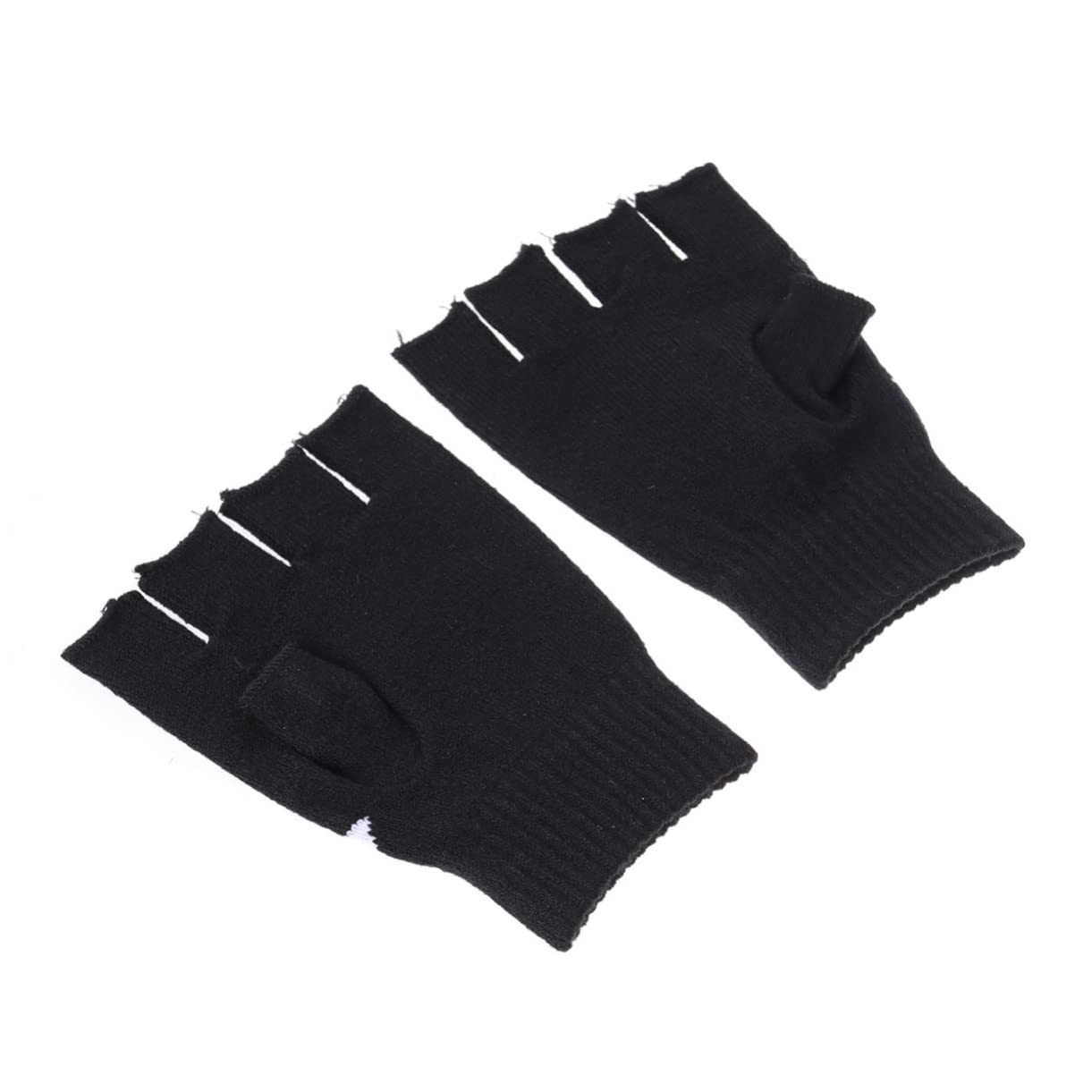 COLLBATH Halloween Skeleton Accessories Half Finger Gloves Knit Gloves Skeleton Hands Pattern Cold Weather Wear
